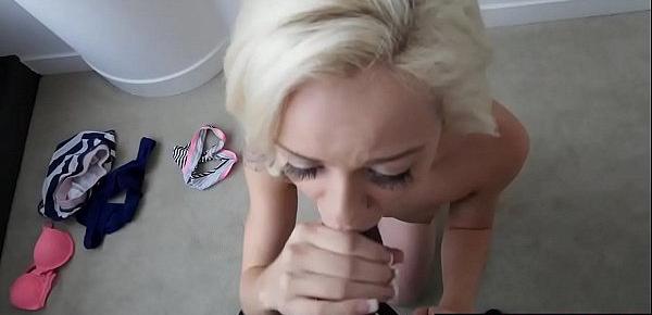 Step bro convinced cock hungry Elsa Jean for blowjob